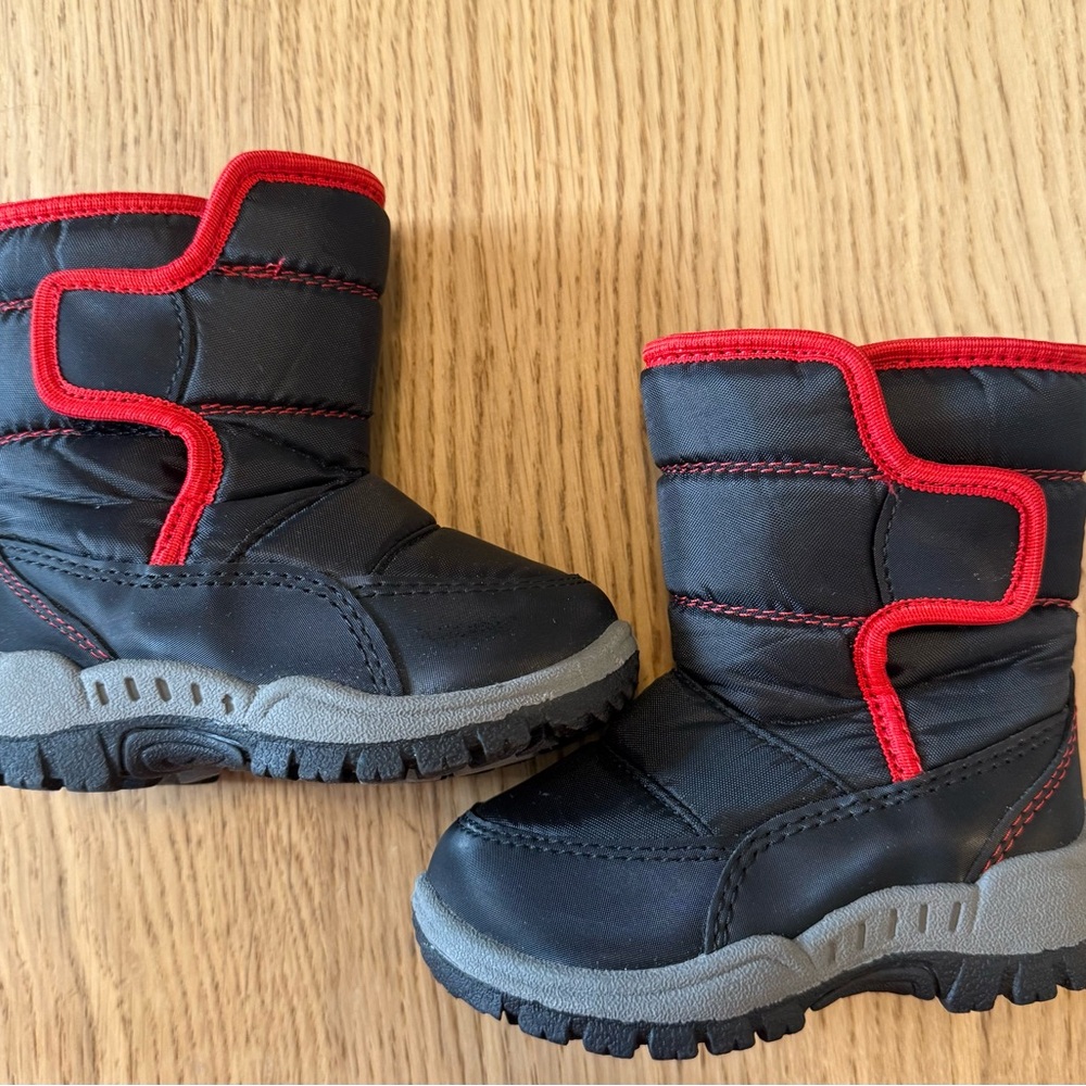 Kids Black and Red Winter Boots